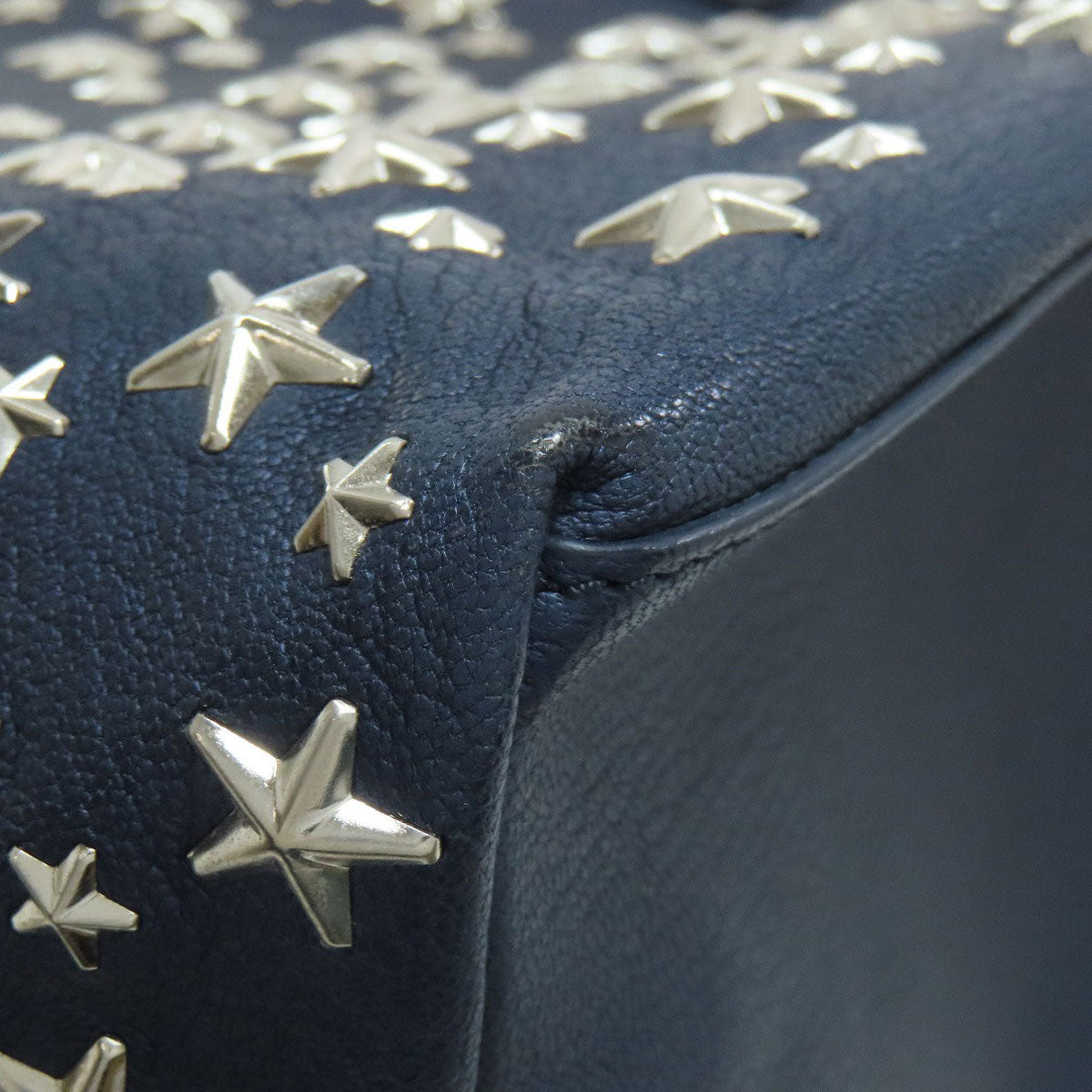 JIMMY CHOO Handbag leather Navy sasha star motif Women Used Authentic