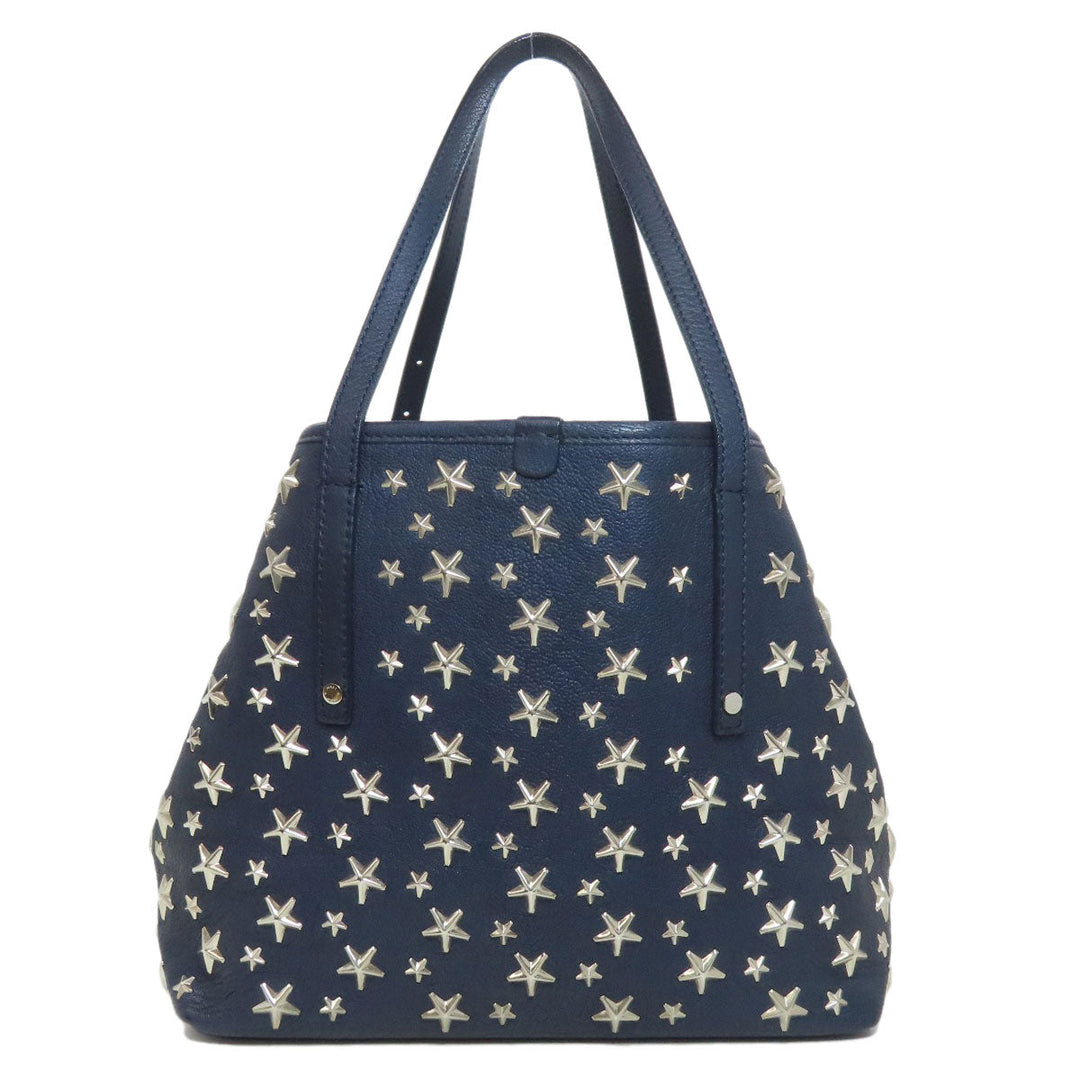 JIMMY CHOO Handbag leather Navy sasha star motif Women Used Authentic