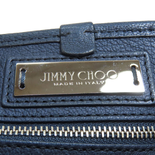 JIMMY CHOO Handbag leather Navy sasha star motif Women Used Authentic