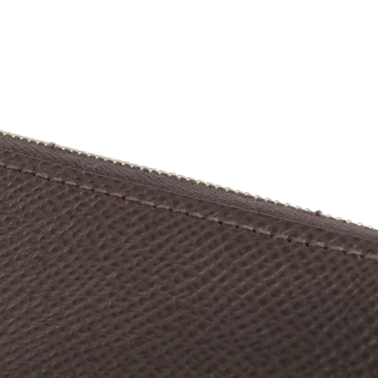 HERMES Long Wallet Purse Epsom Brown Azap Silkin Silver Metal Women Used Authentic