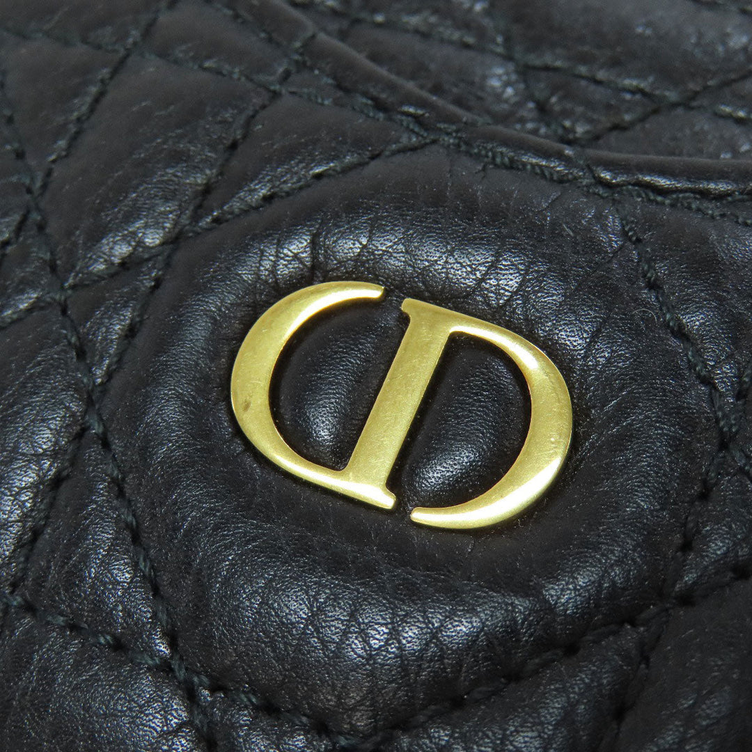 Christian Dior Card Case Calfskin black Canage Women Used Authentic
