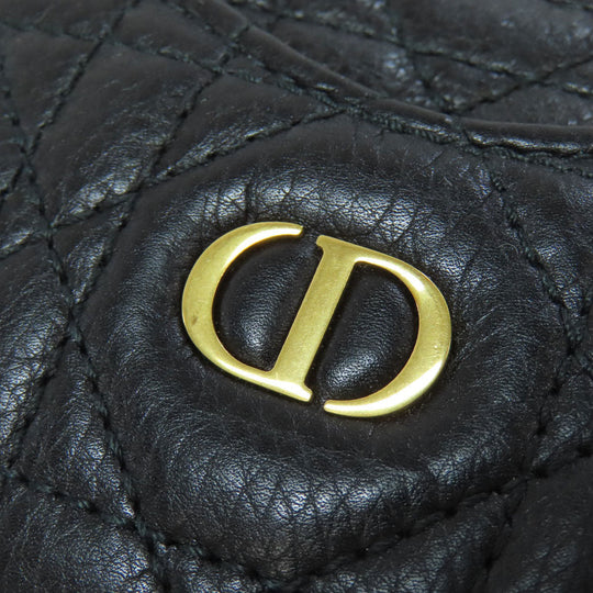 Christian Dior Card Case Calfskin black Canage Women Used Authentic