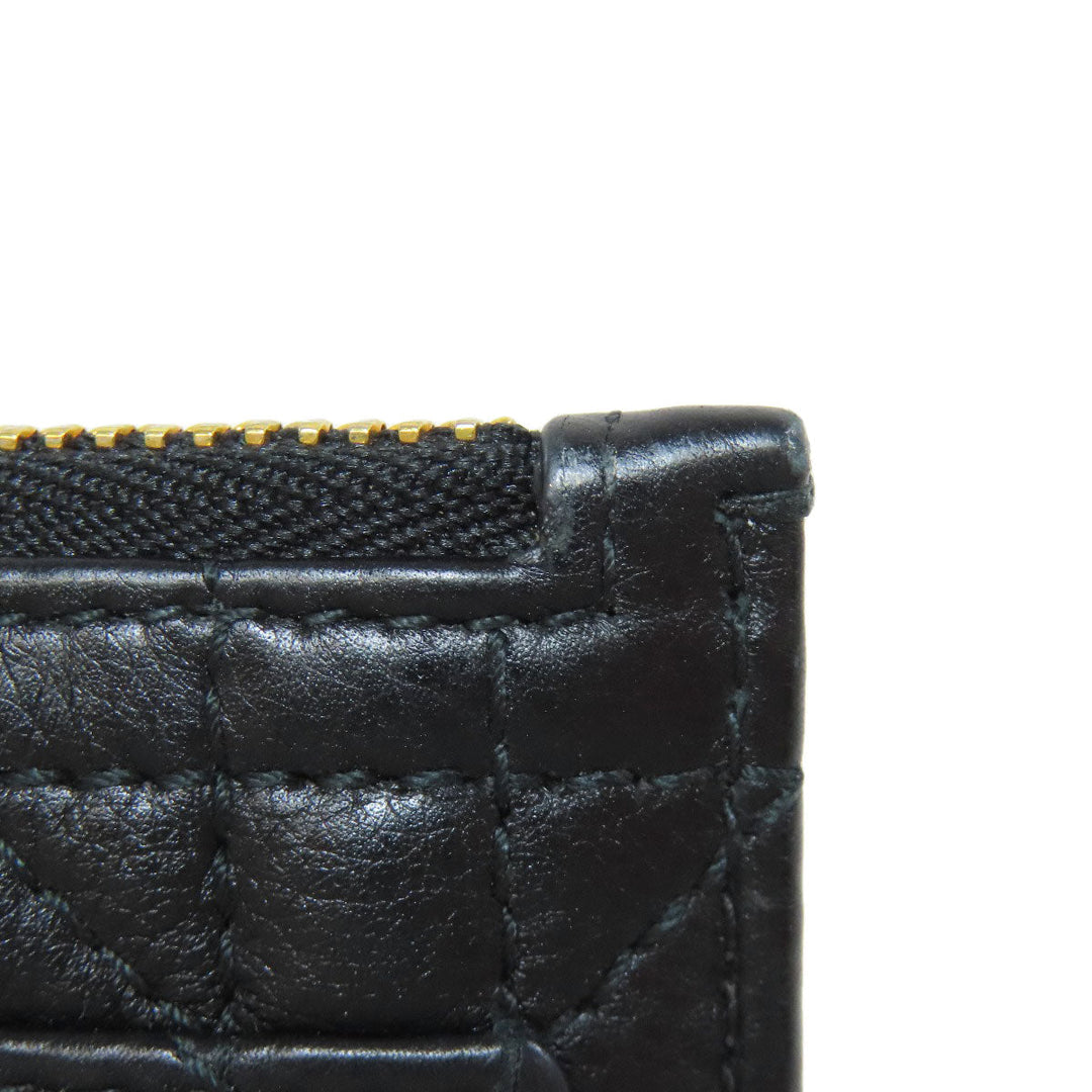 Christian Dior Card Case Calfskin black Canage Women Used Authentic