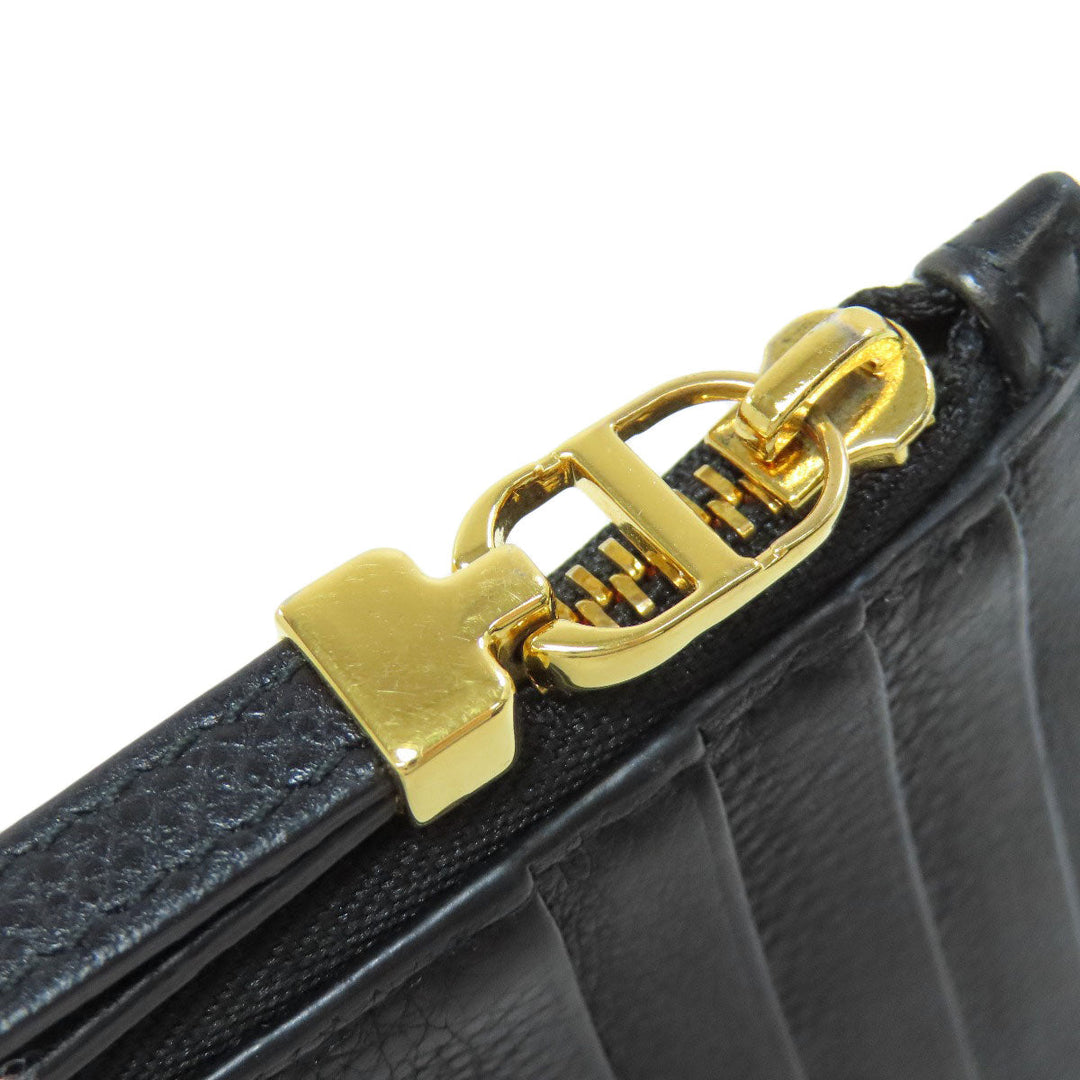 Christian Dior Card Case Calfskin black Canage Women Used Authentic