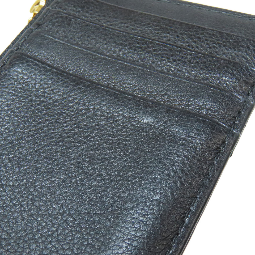 Christian Dior Card Case Calfskin black Canage Women Used Authentic