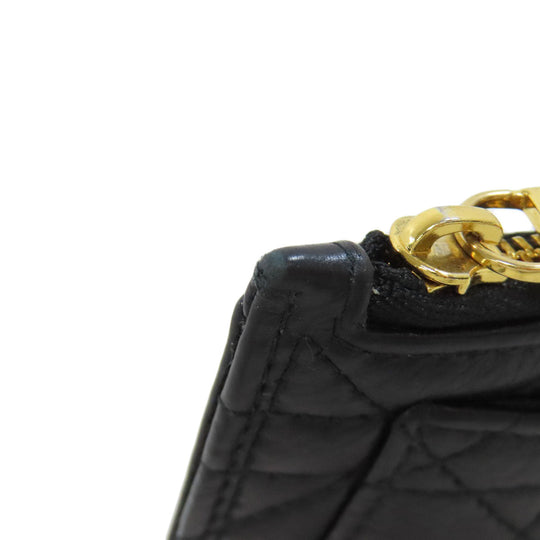 Christian Dior Card Case Calfskin black Canage Women Used Authentic