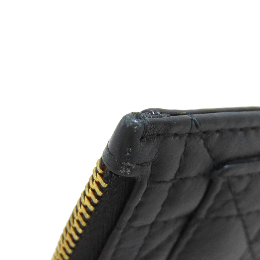 Christian Dior Card Case Calfskin black Canage Women Used Authentic
