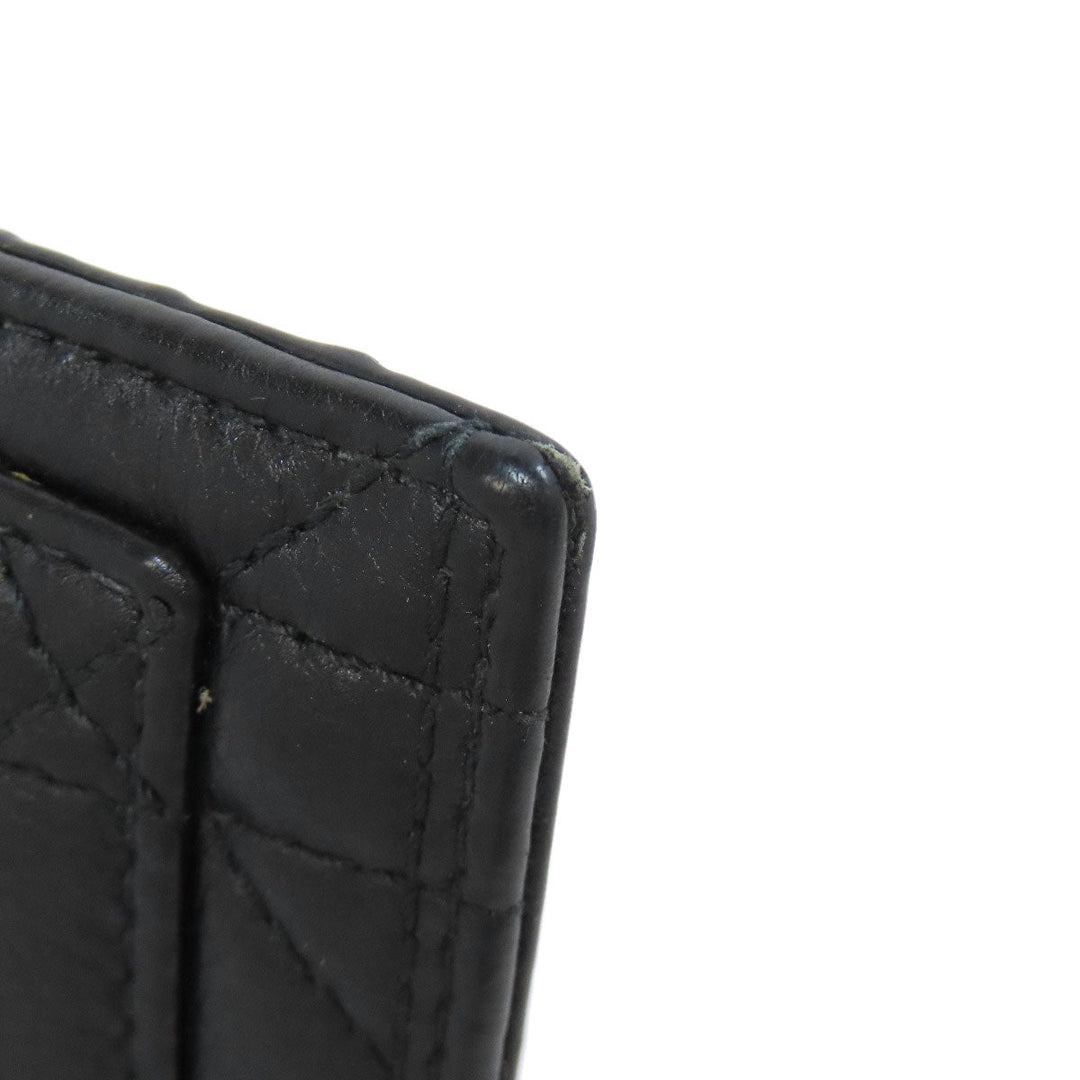 Christian Dior Card Case Calfskin black Canage Women Used Authentic