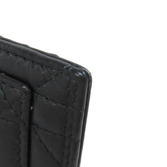 Christian Dior Card Case Calfskin black Canage Women Used Authentic