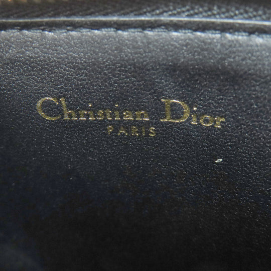 Christian Dior Card Case Calfskin black Canage Women Used Authentic