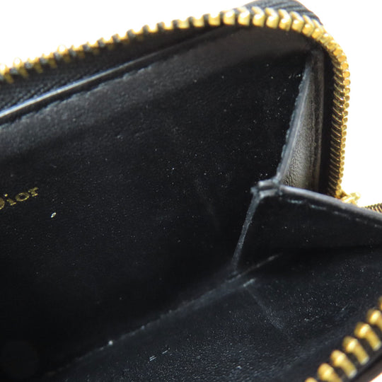 Christian Dior Card Case Calfskin black Canage Women Used Authentic