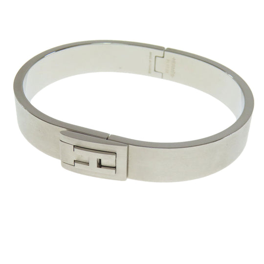 HERMES bracelet metallic Silver Jet bangle Women Used Authentic