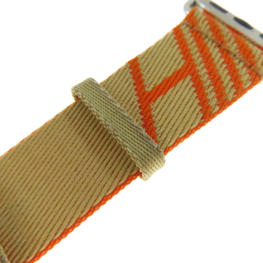 HERMES Watches Nylon, Silver beige watch belt Belt parts for Apple Watch 1.6" Women Used Authentic