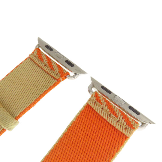 HERMES Watches Nylon, Silver beige watch belt Belt parts for Apple Watch 1.6" Women Used Authentic