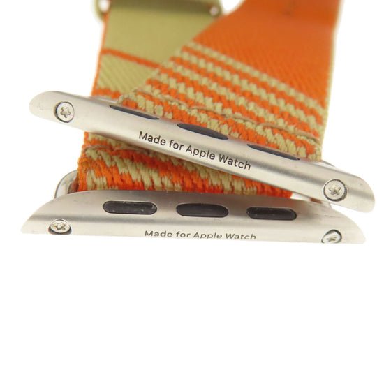 HERMES Watches Nylon, Silver beige watch belt Belt parts for Apple Watch 1.6" Women Used Authentic