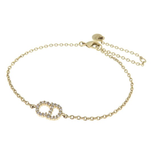 Christian Dior bracelet metallic gold logo Women Used Authentic
