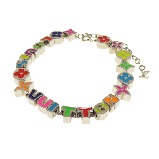 LOUIS VUITTON bracelet MP3282 metallic Silver Bracelet Monogram Party Women Used Authentic