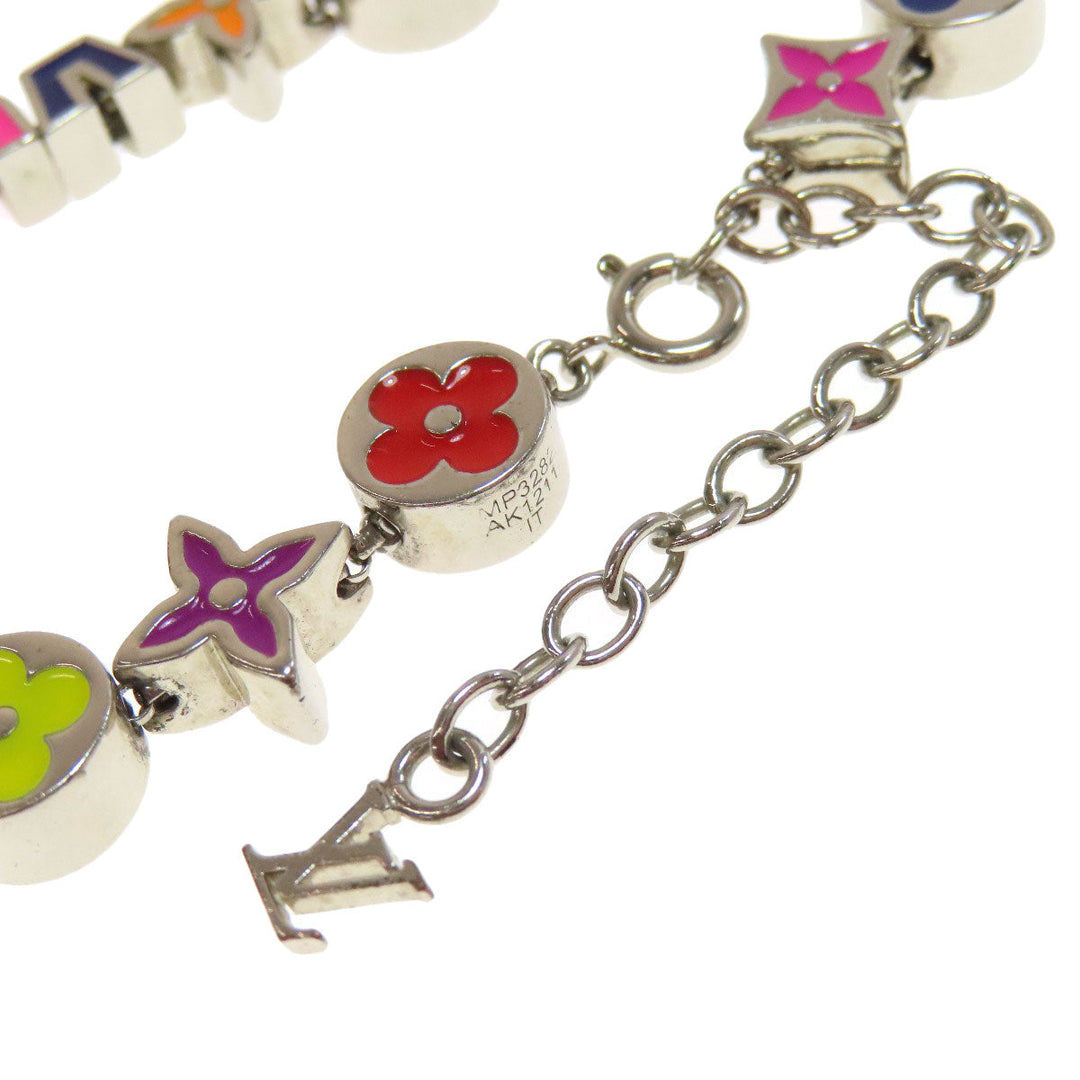 LOUIS VUITTON bracelet MP3282 metallic Silver Bracelet Monogram Party Women Used Authentic