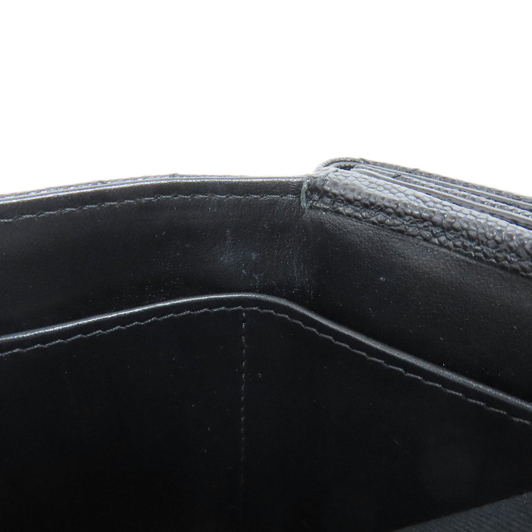 CHANEL Bifold Wallet Grained Calfskin Skin black Matelasse COCO Mark SilverMetal
