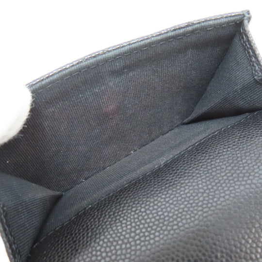 CHANEL Bifold Wallet Grained Calfskin Skin black Matelasse COCO Mark SilverMetal
