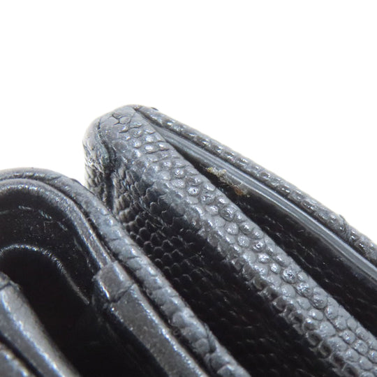 CHANEL Bifold Wallet Grained Calfskin Skin black Matelasse COCO Mark SilverMetal
