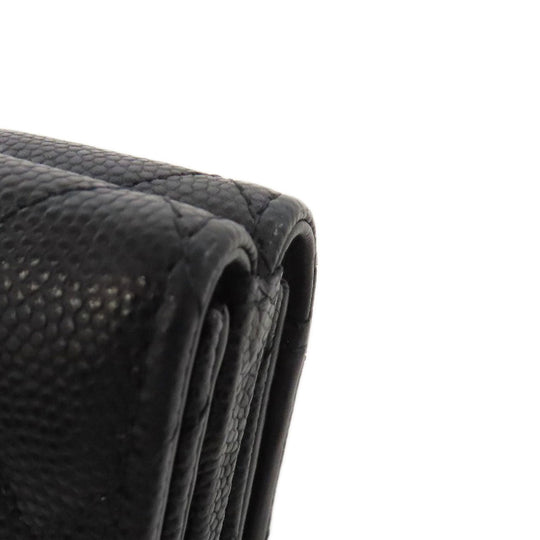 CHANEL Bifold Wallet Grained Calfskin Skin black Matelasse COCO Mark SilverMetal