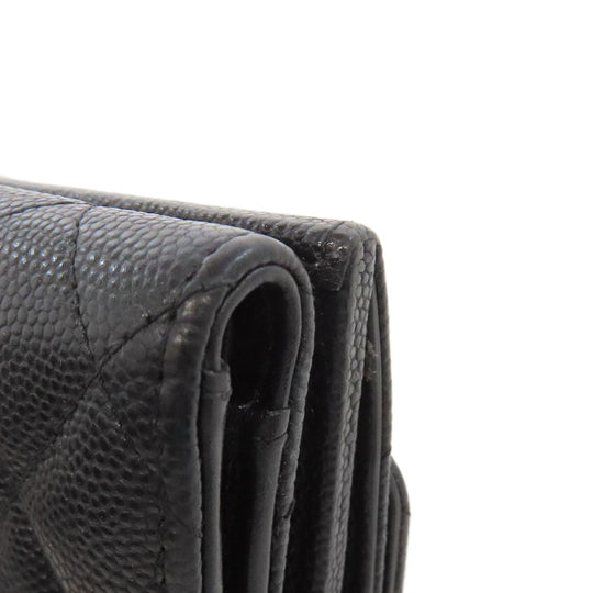 CHANEL Bifold Wallet Grained Calfskin Skin black Matelasse COCO Mark SilverMetal