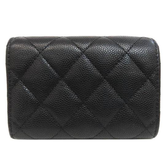 CHANEL Bifold Wallet Grained Calfskin Skin black Matelasse COCO Mark SilverMetal
