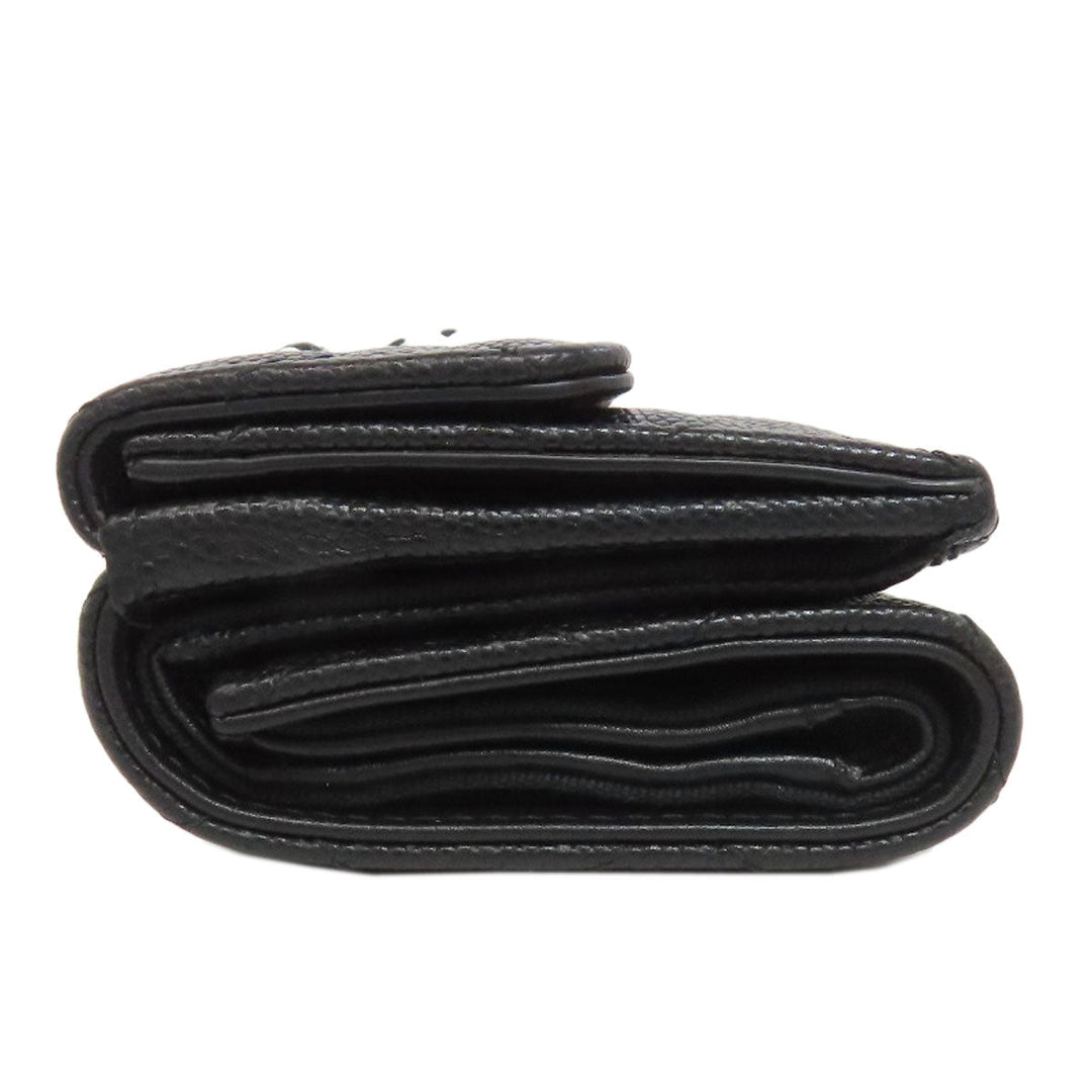 CHANEL Bifold Wallet Grained Calfskin Skin black Matelasse COCO Mark SilverMetal
