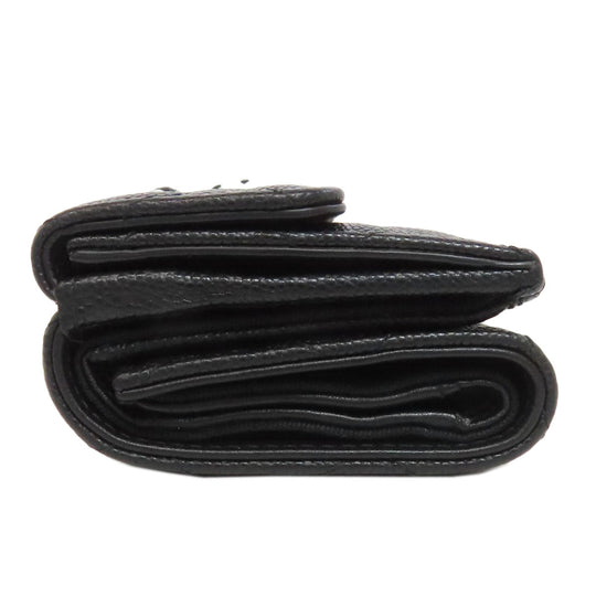 CHANEL Bifold Wallet Grained Calfskin Skin black Matelasse COCO Mark SilverMetal