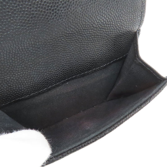 CHANEL Bifold Wallet Grained Calfskin Skin black Matelasse COCO Mark SilverMetal
