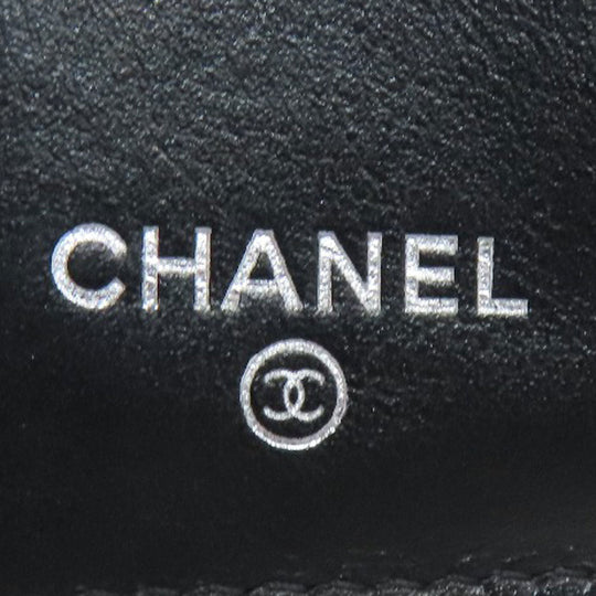 CHANEL Bifold Wallet Grained Calfskin Skin black Matelasse COCO Mark SilverMetal