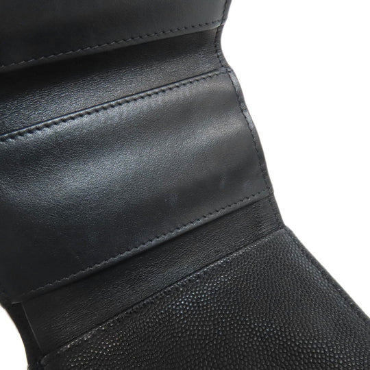 CHANEL Bifold Wallet Grained Calfskin Skin black Matelasse COCO Mark SilverMetal