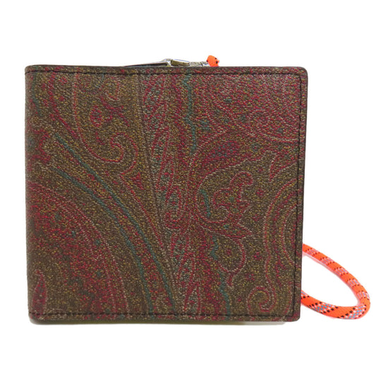 ETRO Bifold Wallet PVC Brown Paisley Pattern Women Used Authentic