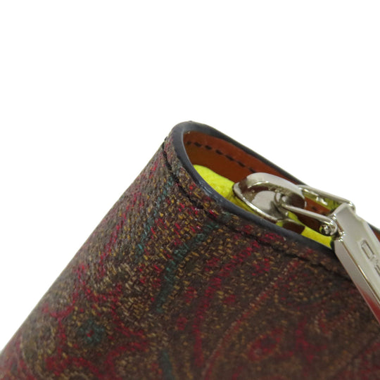 ETRO Bifold Wallet PVC Brown Paisley Pattern Women Used Authentic