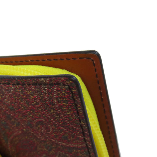 ETRO Bifold Wallet PVC Brown Paisley Pattern Women Used Authentic