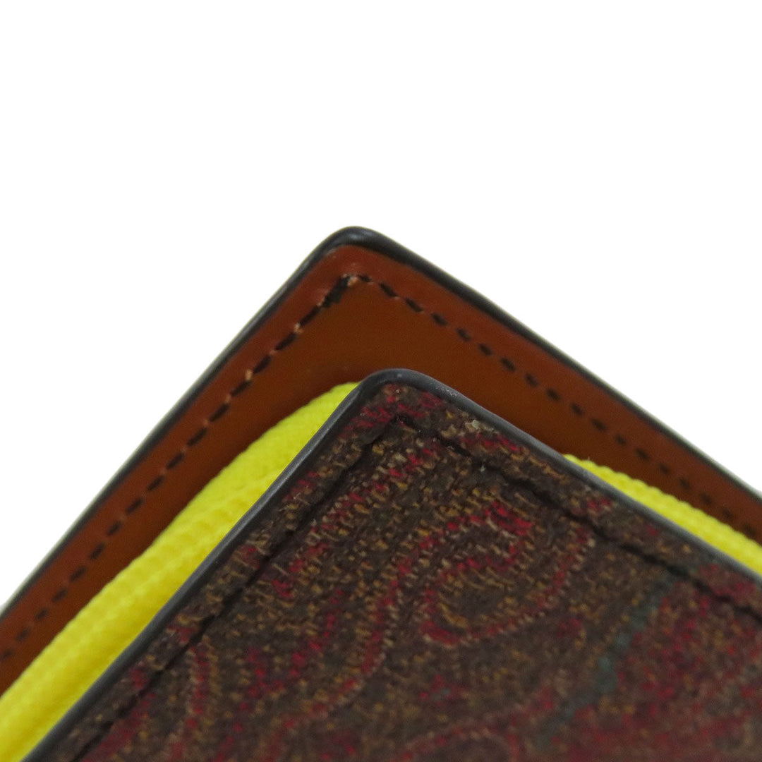 ETRO Bifold Wallet PVC Brown Paisley Pattern Women Used Authentic