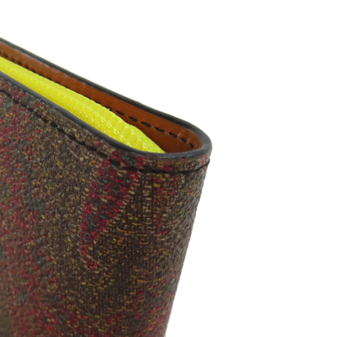 ETRO Bifold Wallet PVC Brown Paisley Pattern Women Used Authentic