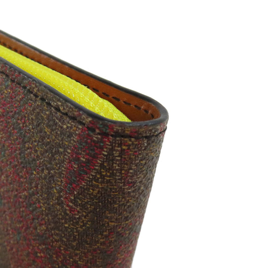 ETRO Bifold Wallet PVC Brown Paisley Pattern Women Used Authentic
