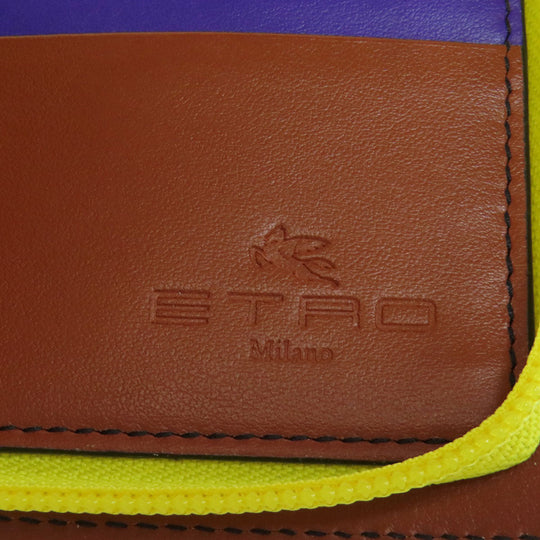 ETRO Bifold Wallet PVC Brown Paisley Pattern Women Used Authentic