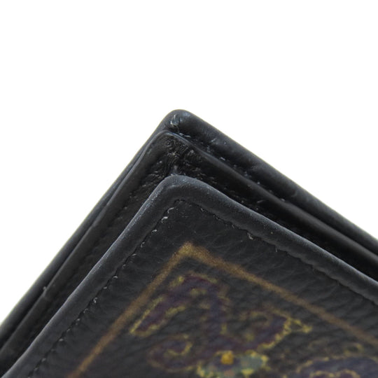 ETRO Card Case leather black Flower motif Women Used Authentic
