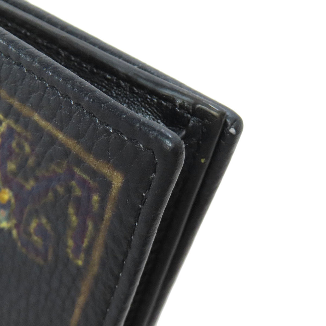 ETRO Card Case leather black Flower motif Women Used Authentic
