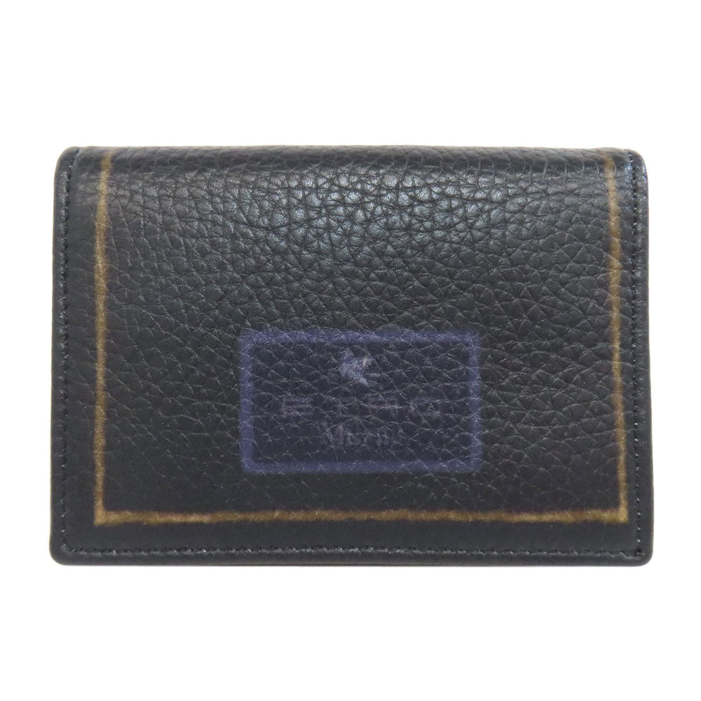 ETRO Card Case leather black Flower motif Women Used Authentic