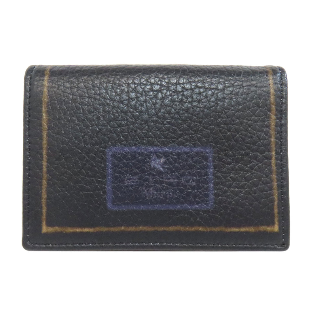 ETRO Card Case leather black Flower motif Women Used Authentic