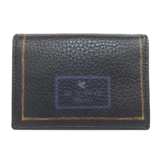 ETRO Card Case leather black Flower motif Women Used Authentic