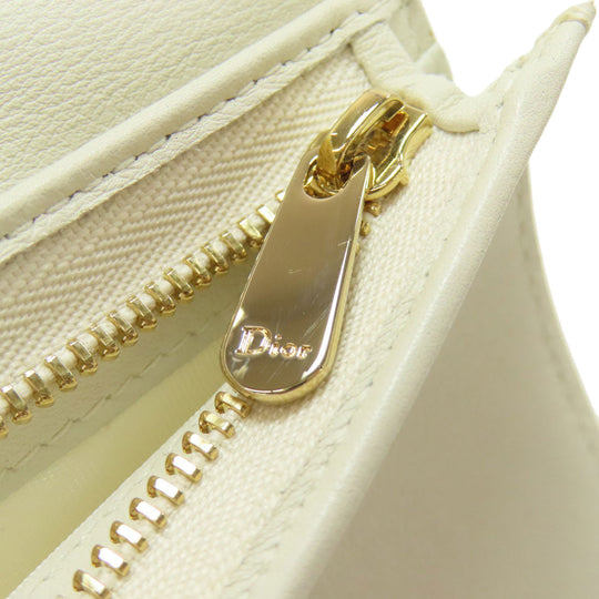 Christian Dior Bifold Wallet Calfskin white Heart Lady Dior