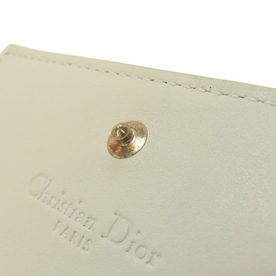 Christian Dior Bifold Wallet Calfskin white Heart Lady Dior