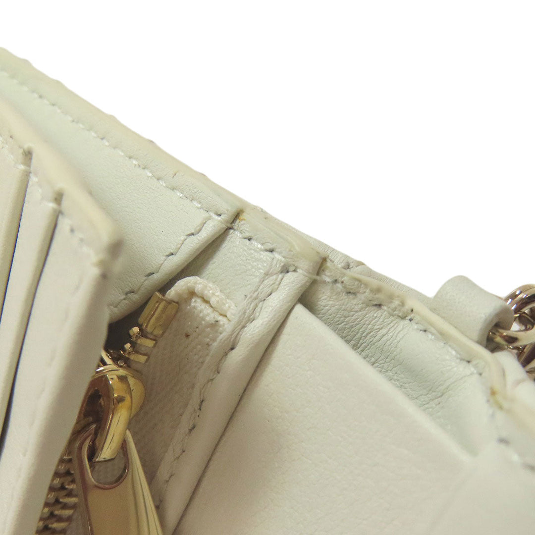 Christian Dior Bifold Wallet Calfskin white Heart Lady Dior