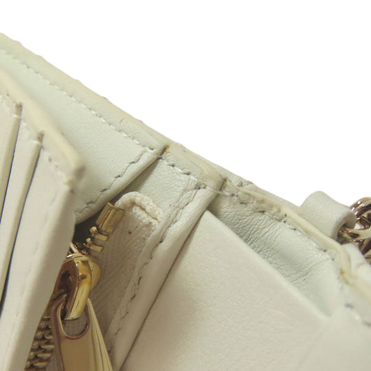 Christian Dior Bifold Wallet Calfskin white Heart Lady Dior