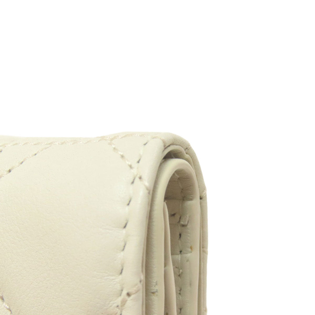 Christian Dior Bifold Wallet Calfskin white Heart Lady Dior